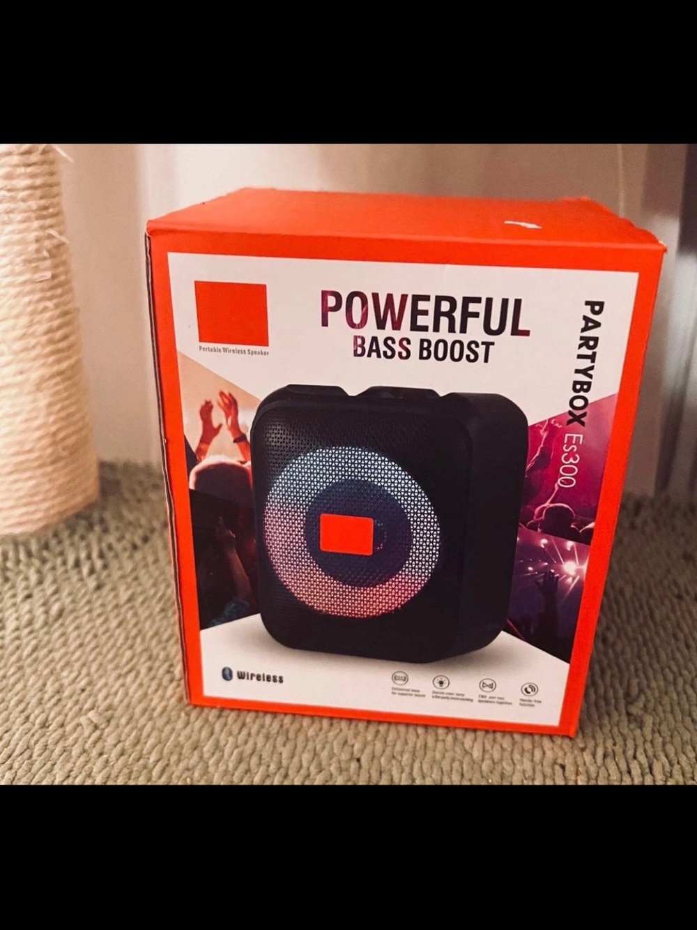 Black Portable Wireless Party Speaker with Bass Boost NWT